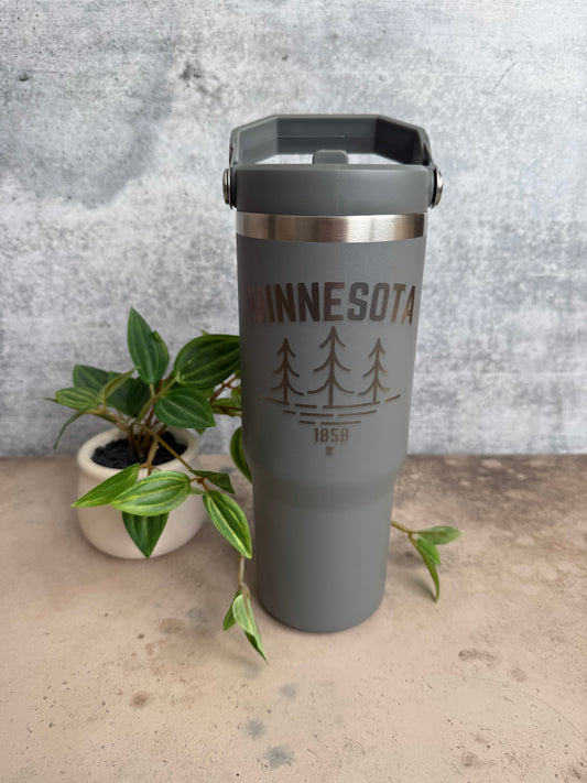 Minnesota - Gray - Flip Straw Tumbler
