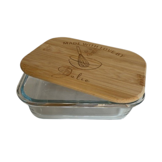 Rectangle Glass Container with Bamboo Lid