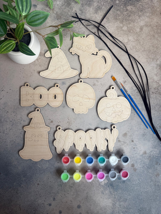 Halloween Paint-Your-Own Wooden Ornament Kit